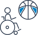 Symbol für Rollstuhlbasketball